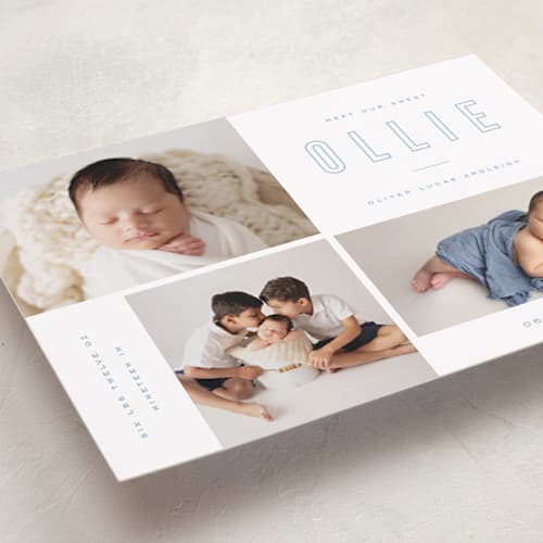 This is a sky birth announcements with standard by Kristie Kern called sweet gallery printing on recycled smooth signature in standard