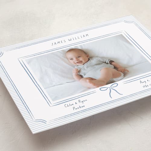 This is a sea birth announcements with standard by Elly called a little dream printing on recycled smooth signature in standard