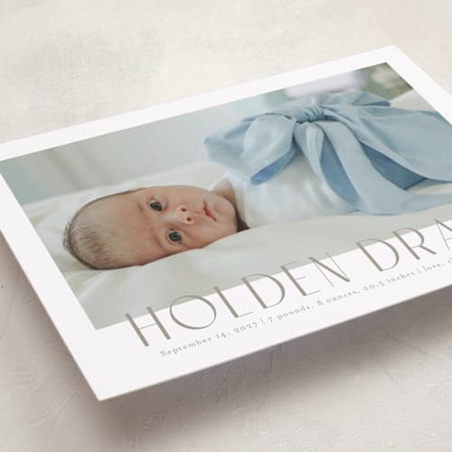 This is a latte birth announcements with standard by Jessica Williams called sweetest name printing on recycled smooth signature in standard