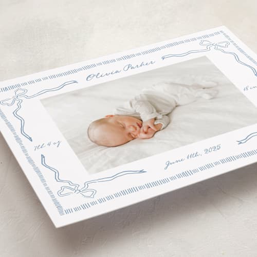This is a sky birth announcements with standard by Jelena Vuletic called arabella printing on recycled smooth signature in standard