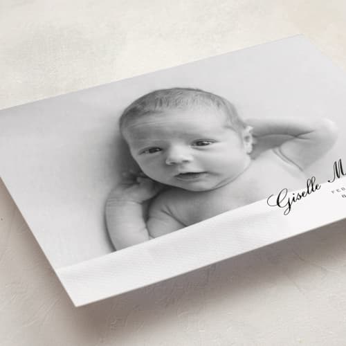 This is a galaxy birth announcements with standard by Tamara Hilje called slanted printing on recycled smooth signature in standard
