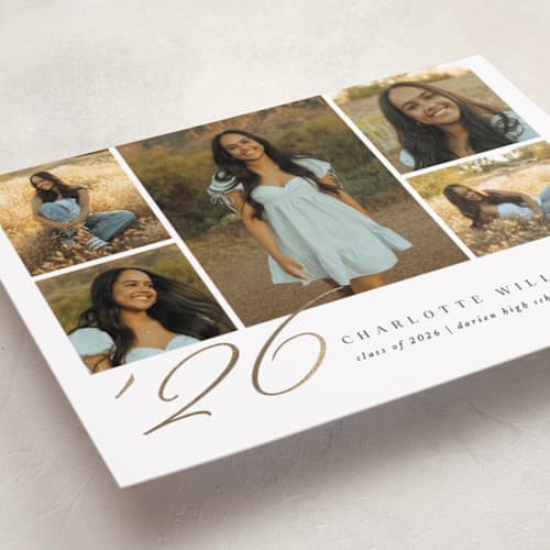 This is a onyx graduation announcements with foil pressed by Olivia Raufman called serene collage printing on recycled smooth signature in standard