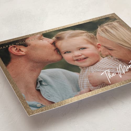 This is a ivory foil pressed holiday cards with foil pressed by jomolo called autograph printing on recycled smooth signature in standard