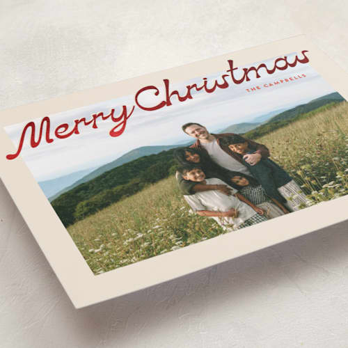 This is a candy cane foil pressed holiday cards with foil pressed by Ekko Studio called nostalgia printing on recycled smooth signature in standard