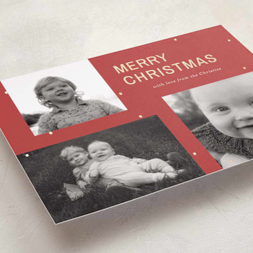 This is a santa foil pressed holiday cards with foil pressed by Ani Somi called dotted printing on recycled smooth signature in standard