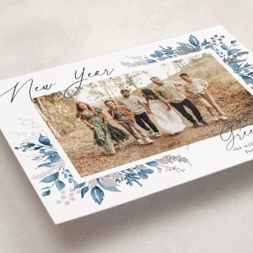 This is a dusk foil pressed holiday cards with foil pressed by Chris Griffith called a sparkle of holiday printing on recycled smooth signature in standard