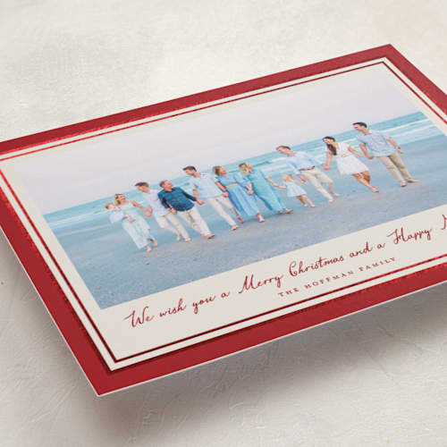 This is a mulled wine foil pressed holiday cards with foil pressed by Petra Kern called oasis printing on recycled smooth signature in standard