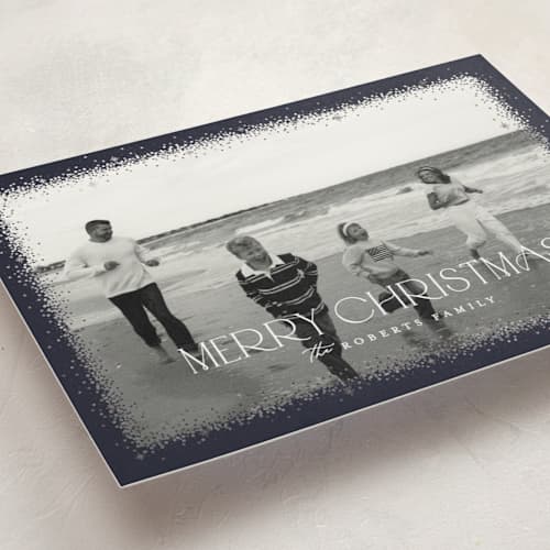 This is a twilight foil pressed holiday cards with foil pressed by Pixel and Hank called twinkle twinkle printing on recycled smooth signature in standard