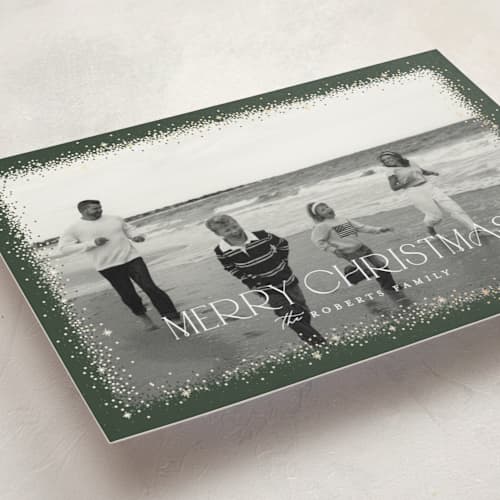 This is a foliage foil pressed holiday cards with foil pressed by Pixel and Hank called twinkle twinkle printing on recycled smooth signature in standard