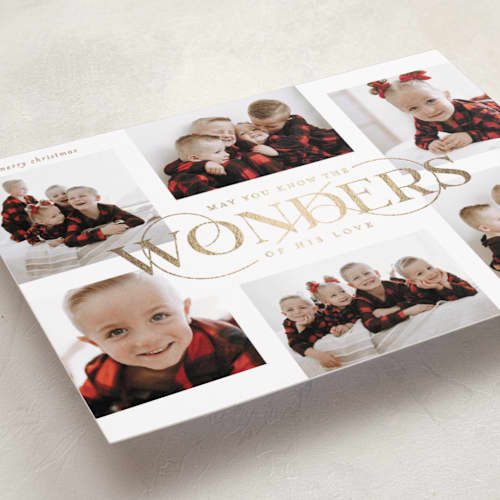This is a antique foil pressed holiday cards with foil pressed by Lauren Chism called glorious wonders printing on recycled smooth signature in standard