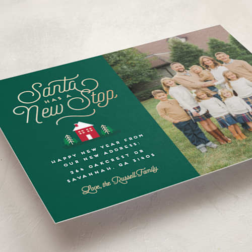This is a noble fir foil pressed holiday cards with foil pressed by Erica Krystek called new stop printing on recycled smooth signature in standard