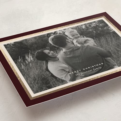 This is a mulled wine foil pressed holiday cards with foil pressed by Ekko Studio called simple classic printing on recycled smooth signature in standard