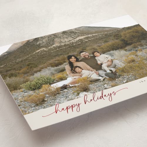 This is a sand foil pressed holiday cards with foil pressed by Christy Hy Lee called modernist printing on recycled smooth signature in standard