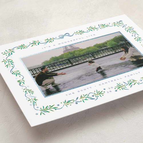 This is a frost foil pressed holiday cards with foil pressed by Gwen Bedat called le ruban printing on recycled smooth signature in standard