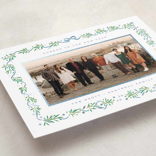 This is a frost foil pressed holiday cards with foil pressed by Gwen Bedat called le ruban printing on recycled smooth signature in standard