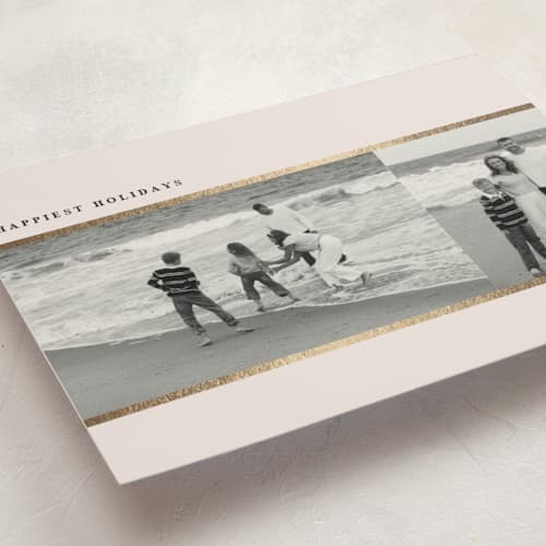 This is a cream foil pressed holiday cards with foil pressed by Iveta Angelova called double line printing on recycled smooth signature in standard