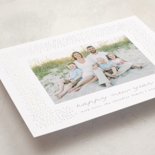 This is a snow gloss press holiday cards with gloss press by AK Graphics called festive sprinkles printing on recycled smooth signature in standard