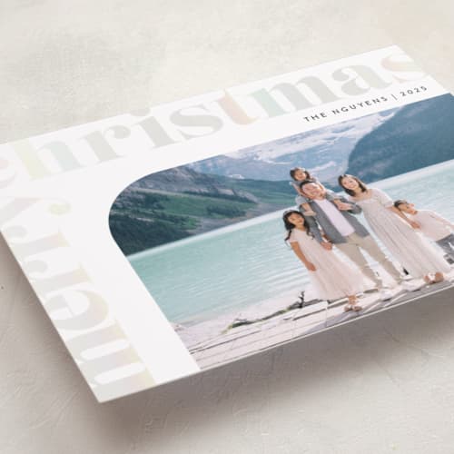 This is a dove gloss press holiday cards with gloss press by Carrie ONeal called holiday of joy printing on recycled smooth signature in standard