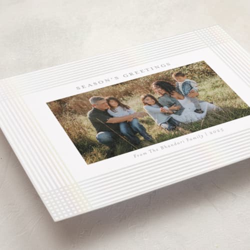 This is a pearl gloss press holiday cards with gloss press by Meggy Masters called holiday ribbon printing on recycled smooth signature in standard