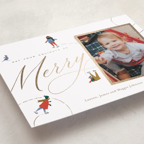 This is a candy cane met with foil pressed by Oscar and Emma - Karly Depew called winter pastimes printing on recycled smooth signature in standard