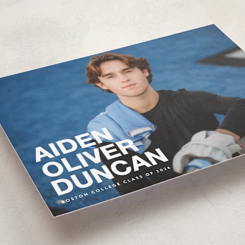 This is a cloud graduation announcements with standard by Maria Alou called the graduate printing on recycled smooth signature in standard