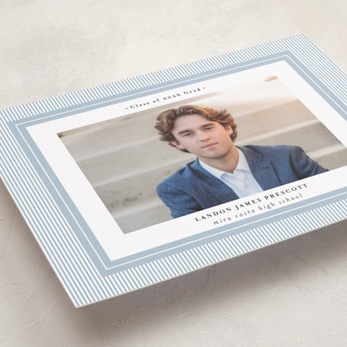 This is a sky graduation announcements with standard by Shirley Lin Schneider called seersucker printing on recycled smooth signature in standard