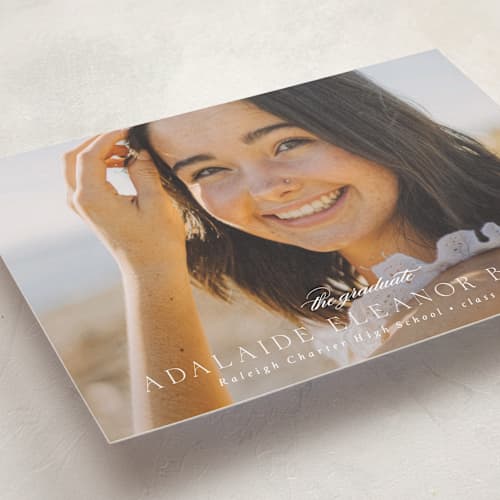 This is a cotton graduation announcements with standard by Emily Sabol Goss called graceful printing on recycled smooth signature in standard