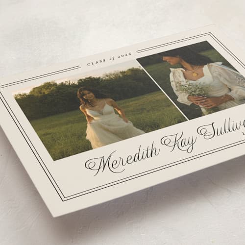 This is a almond graduation announcements with standard by Brianne Larsen called timeless border printing on recycled smooth signature in standard