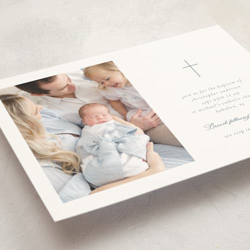This is a sky baptism and christening announcements with standard by Jelena Vuletic called pure printing on signature in standard