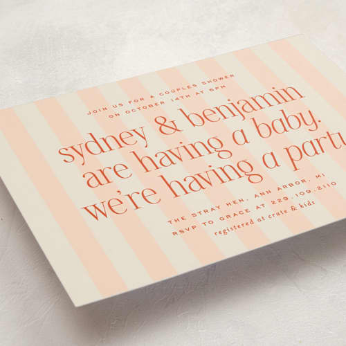 This is a spritz baby shower invitations with standard by Ellen Schlegelmilch called we're having a party printing on signature in standard