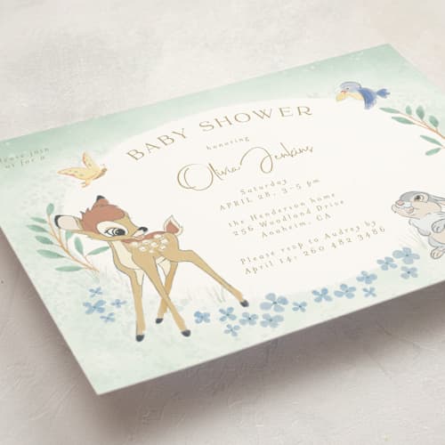 This is a forest baby shower invitations with standard by frau brandt called disney's bambi forest printing on signature in standard