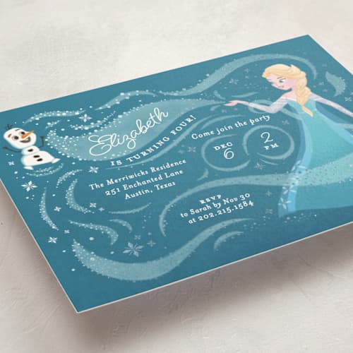 This is a frosty kids birthday invitations with foil pressed by curiouszhi called disney frozen snow sparkles printing on signature in standard