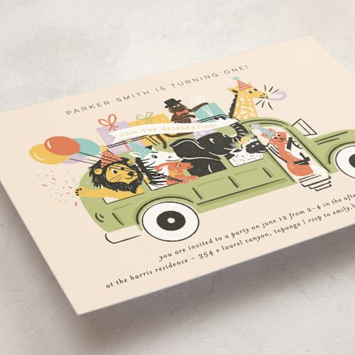 This is a sour apple kids birthday invitations with standard by Shiny Penny Studio called birthday bus printing on signature in standard