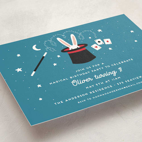 This is a wand kids birthday invitations with standard by Claudia Orengo called magical day printing on signature in standard