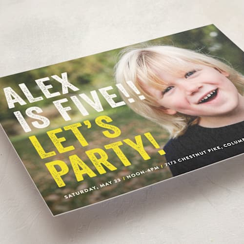 This is a lemon kids birthday invitations with standard by Carrie ONeal called head bang printing on signature in standard