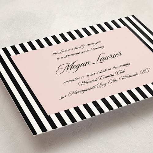 This is a tux debutante party invitations with standard by Tamara Hilje called chic chic printing on signature in standard