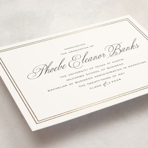 This is a inkwell graduation announcements with foil pressed by Megan Davis called scholarly charm printing on signature in standard