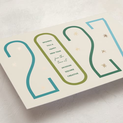 This is a marine business holiday cards with foil pressed by Inkblot Design called number game printing on signature in standard