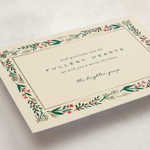 This is a eggnog business holiday cards with foil pressed by Amy Kross called balm printing on signature in standard
