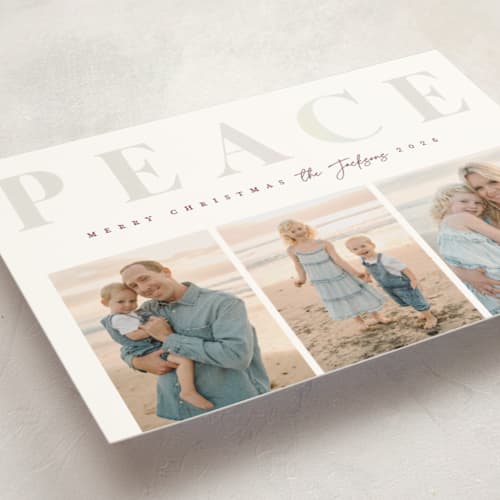 This is a crimson gloss press holiday cards with gloss press by Snow and Ivy called ever present printing on signature in standard