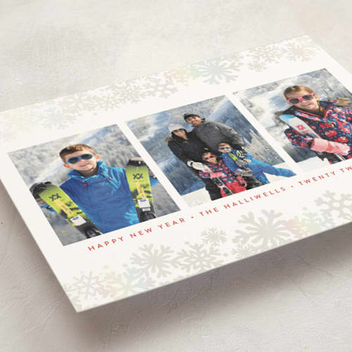 This is a holly berry gloss press holiday cards with gloss press by Susan Asbill called snow flurry printing on signature in standard