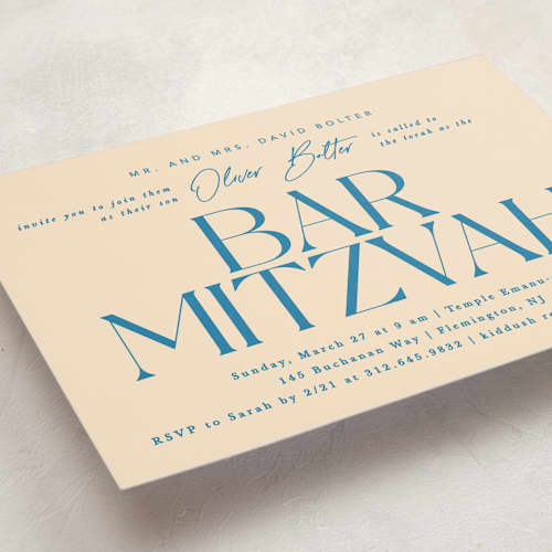 This is a sky bar mitzvah bat mitzvah invitations with standard by Creo Study called modern mitzvah printing on signature in standard
