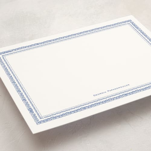 This is a sea personalized stationery thank you cards with standard by Camille Pearson called a greek odyssey printing on signature in 5x7