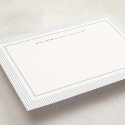 This is a sky personalized stationery thank you cards with standard by Sara Hicks Malone called seersucker printing on signature in 5x7