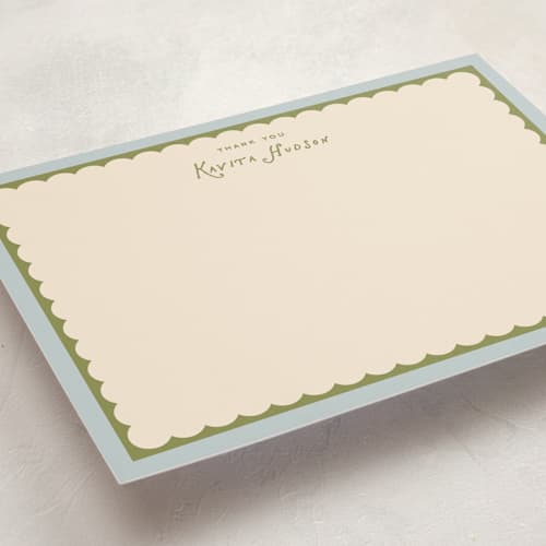 This is a ocean personalized stationery thank you cards with standard by Creo Study called parfait printing on signature in 5x7