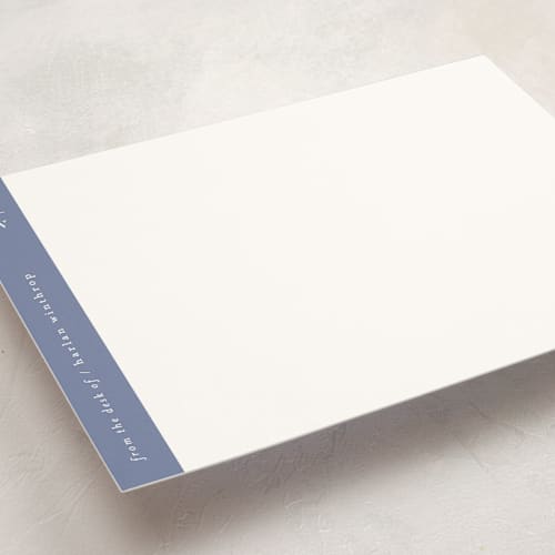 This is a blue note personalized stationery thank you cards with standard by Alexandra Cohn called sidebar printing on signature in 5x7