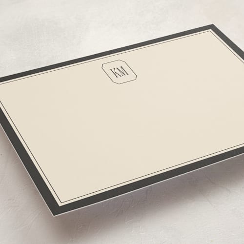 This is a noir personalized stationery thank you cards with standard by Creo Study called formal initials printing on signature in 5x7