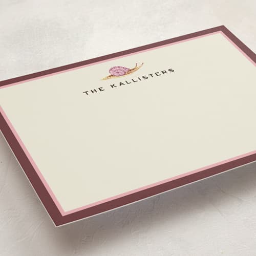 This is a raspberry personalized stationery thank you cards with standard by Pati Cascino called snail mail printing on signature in 5x7