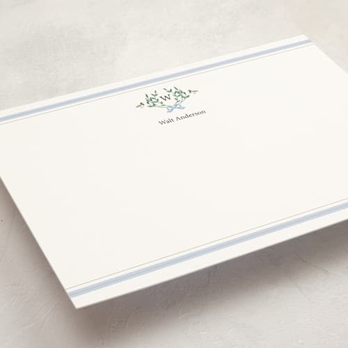 This is a powder personalized stationery thank you cards with standard by Rebecca Marchese called southern mallard duck printing on signature in 5x7