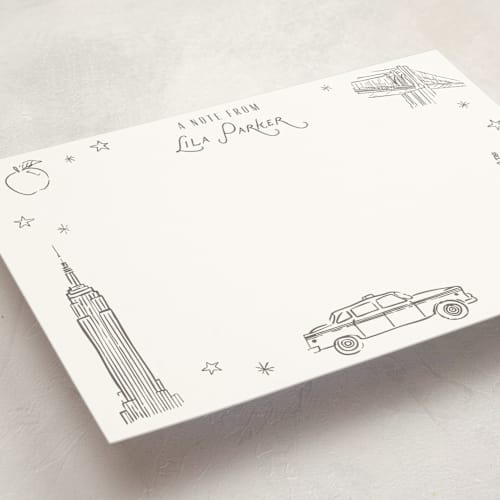 This is a haze personalized stationery thank you cards with standard by Sarah Curry called iconic nyc printing on signature in 5x7